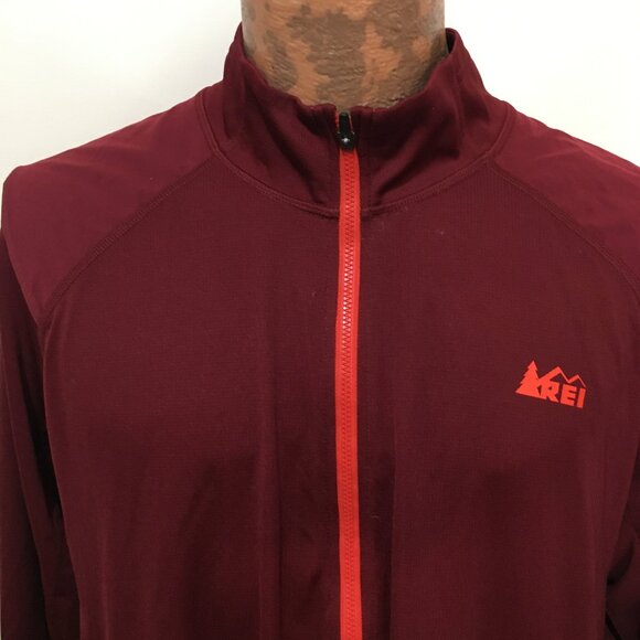 REI 2XL Burgundy Lightweight Performance 2 Base Layer Zip Shirt Long-Sleeve - Picture 2 of 5